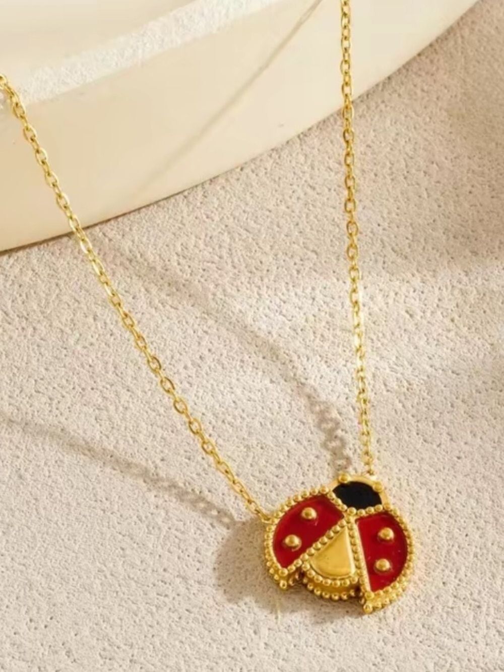 Gold-Plated Red Ladybug Necklace, Bracelet & Earring Set - Picture 5 of 9